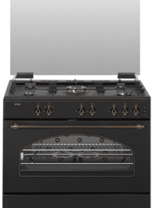 COCINA SVAN SKGW5900RN RUSTICA NEGRA TAPA CRISTAL 5 FUEGOS WOK HORNO 90CM
