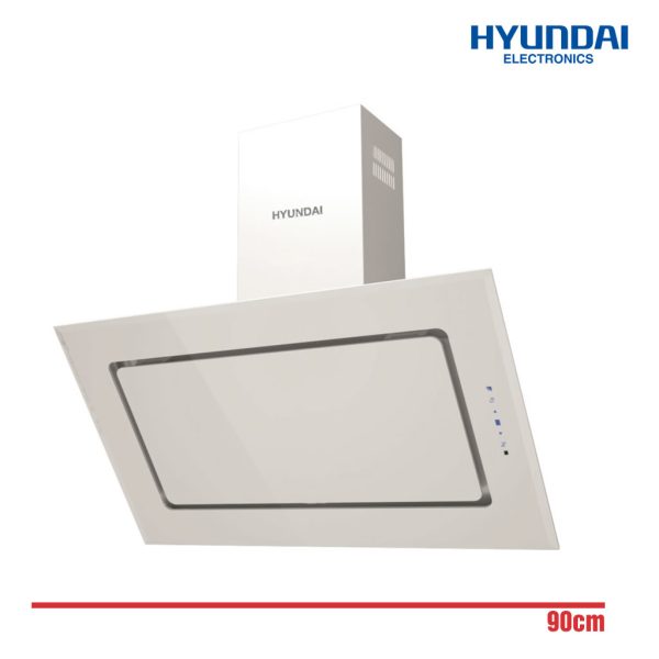 CAMPANA HYUNDAI HCPD900AB INCLINADA CRISTAL BLANCO 90CM 800M3/H TACTIL