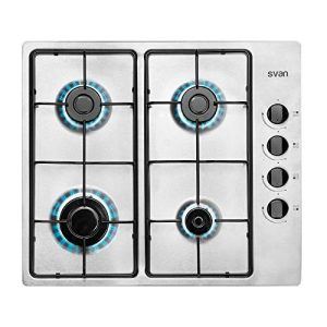 Placa de Gas Butano Svan 60 cm 3 quemadores con WOK Cristal negro Manual Auto Ignici n Kit Gas Fo